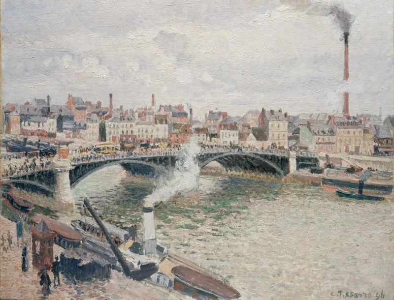Camille Pissarro - Morgen, ein bewölkter Tag, Rouen 1896 | Giclée Kunstdruck gerahmt