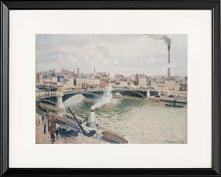 Camille Pissarro - Morgen, ein bewölkter Tag, Rouen 1896 | Giclée Kunstdruck gerahmt
