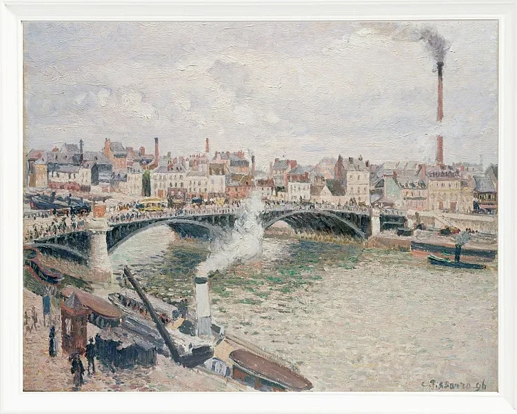 Camille Pissarro - Morgen, ein bewölkter Tag, Rouen 1896 | Giclée Kunstdruck gerahmt