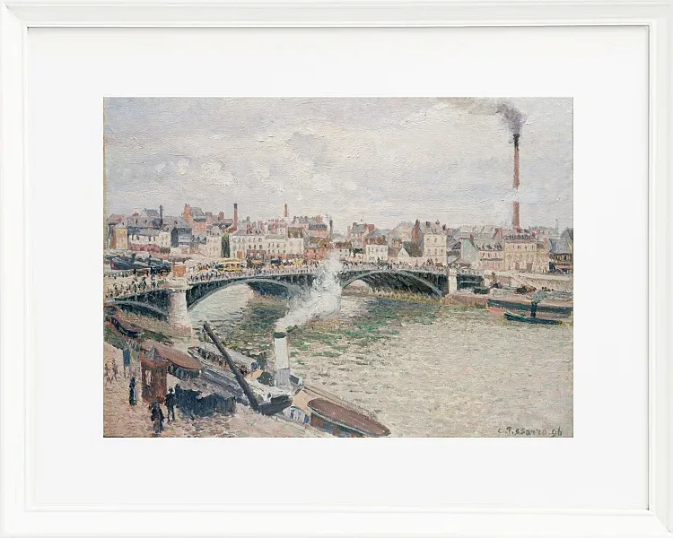 Camille Pissarro - Morgen, ein bewölkter Tag, Rouen 1896 | Giclée Kunstdruck gerahmt