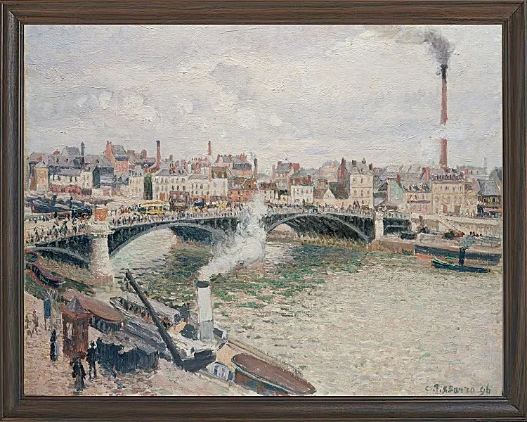Camille Pissarro - Morgen, ein bewölkter Tag, Rouen 1896 | Giclée Kunstdruck gerahmt