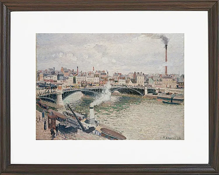 Camille Pissarro - Morgen, ein bewölkter Tag, Rouen 1896 | Giclée Kunstdruck gerahmt