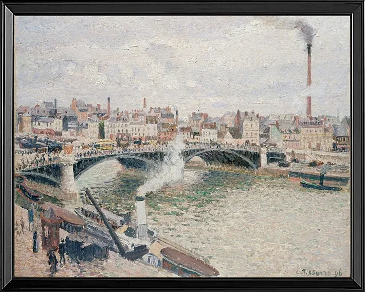 Camille Pissarro - Morgen, ein bewölkter Tag, Rouen 1896 | Giclée Kunstdruck gerahmt
