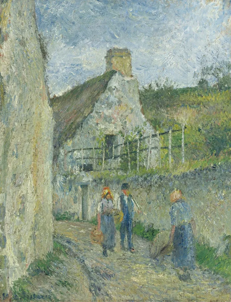 Camille Pissarro - Rue des Roches in Valhermeil, Auvers Sur Oise 1880 | Giclée Kunstdruck gerahmt