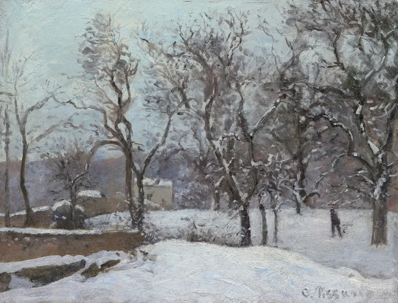 Camille Pissarro - Schnee bei Louveciennes 1870 | Giclée Kunstdruck gerahmt