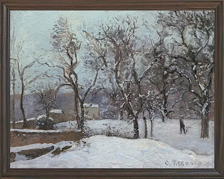 Camille Pissarro - Schnee bei Louveciennes 1870 | Giclée Kunstdruck gerahmt