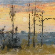 Camille Pissarro - Solnedgang 1892 | Indrammet giclée-kunsttryk
