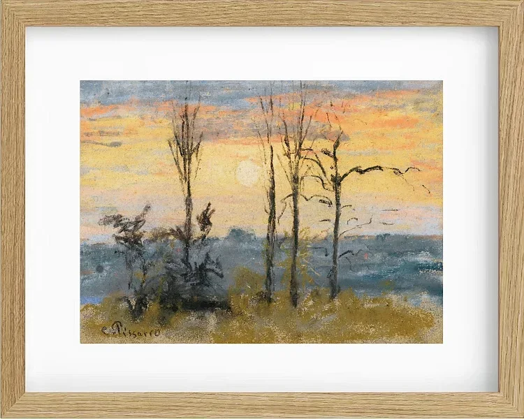 Camille Pissarro - Solnedgang 1892 | Indrammet giclée-kunsttryk