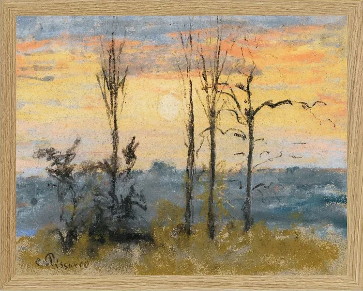 Camille Pissarro - Solnedgang 1892 | Indrammet giclée-kunsttryk