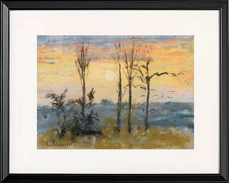 Camille Pissarro - Solnedgang 1892 | Indrammet giclée-kunsttryk