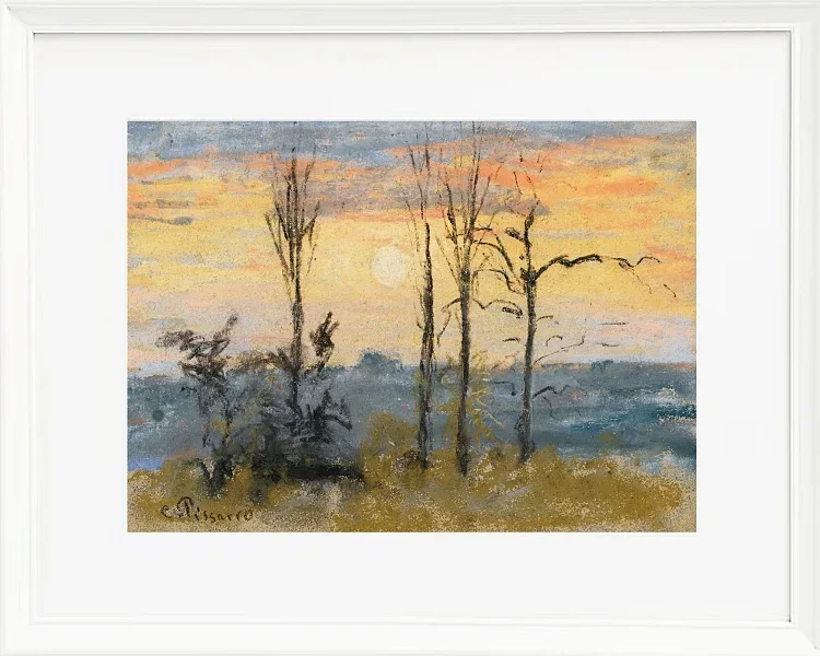 Camille Pissarro - Solnedgang 1892 | Indrammet giclée-kunsttryk