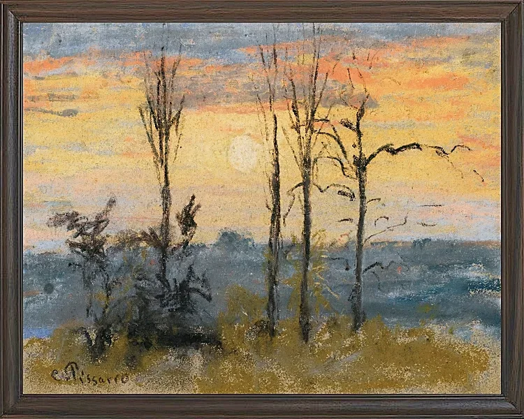 Camille Pissarro - Solnedgang 1892 | Indrammet giclée-kunsttryk