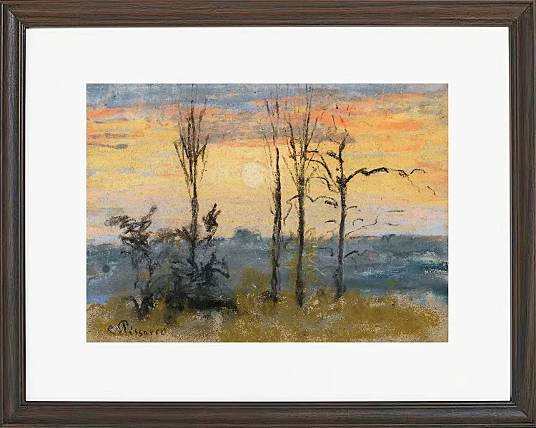 Camille Pissarro - Solnedgang 1892 | Indrammet giclée-kunsttryk