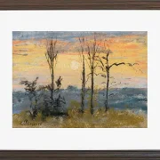 Camille Pissarro - Solnedgang 1892 | Indrammet giclée-kunsttryk