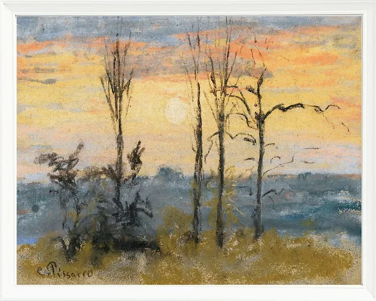 Camille Pissarro - Solnedgang 1892 | Indrammet giclée-kunsttryk
