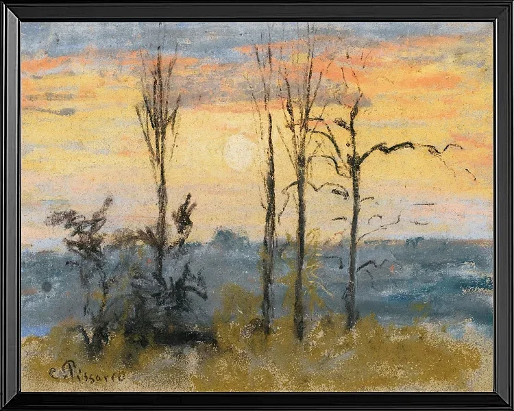 Camille Pissarro - Solnedgang 1892 | Indrammet giclée-kunsttryk