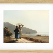 Camille Pissarro - Zwei Frauen unterhalten sich am Meer, St. Thomas 1856 | Giclée Kunstdruck gerahmt