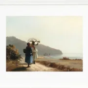 Camille Pissarro - Zwei Frauen unterhalten sich am Meer, St. Thomas 1856 | Giclée Kunstdruck gerahmt