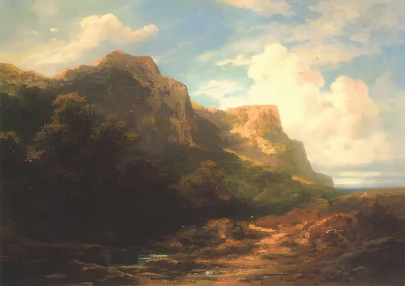 Carl Spitzweg | Bayerische Gebirgslandschaft - 1870 | Gerahmter Kunstdruck | Romantik | formida
