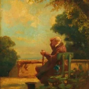Carl Spitzweg | Gammel mand på en bænk - 1865 | Indrammet kunsttryk | Romantik | formida