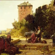 Carl Spitzweg | Den gamle fæstningskommandant - 1860 | Indrammet kunsttryk | Romantik | formida