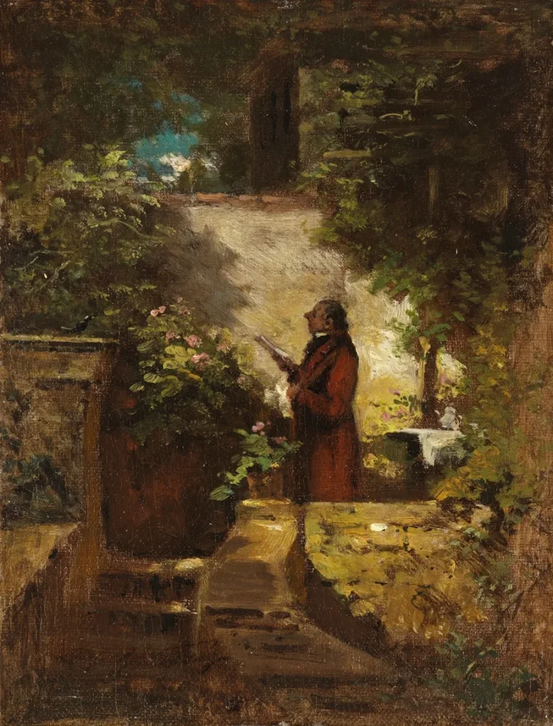 Carl Spitzweg – Am Sonntagmorgen 1851 | Giclée Kunstdruck gerahmt