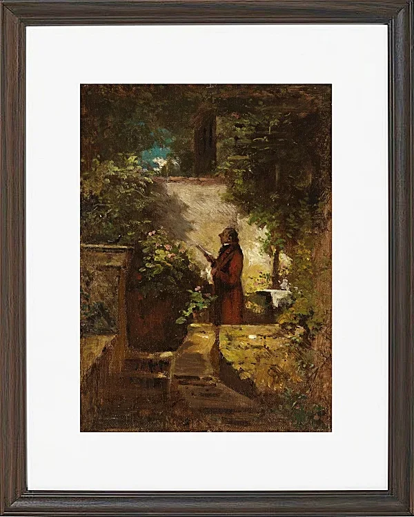 Carl Spitzweg – Am Sonntagmorgen 1851 | Giclée Kunstdruck gerahmt