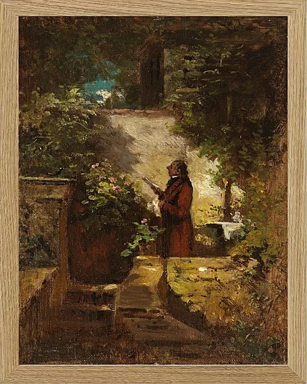 Carl Spitzweg – Am Sonntagmorgen 1851 | Giclée Kunstdruck gerahmt