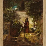 Carl Spitzweg – Am Sonntagmorgen 1851 | Giclée Kunstdruck gerahmt