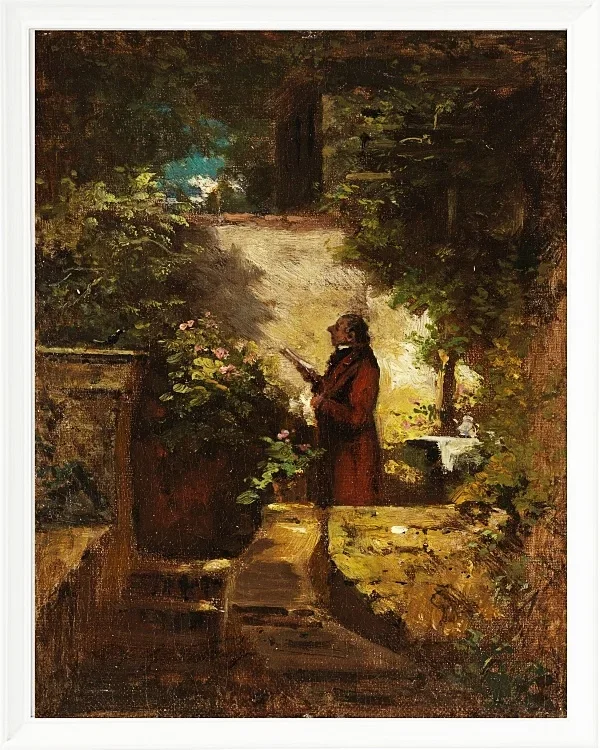 Carl Spitzweg – Am Sonntagmorgen 1851 | Giclée Kunstdruck gerahmt