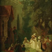 Carl Spitzweg | Andagtstjeneste foran skovkapellet - 1860 | Indrammet kunsttryk | Romantik | formida