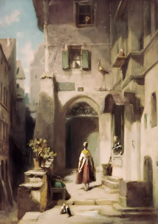 Carl Spitzweg | På Stork Apotek - 1865 | Indrammet kunsttryk | Romantik | formida