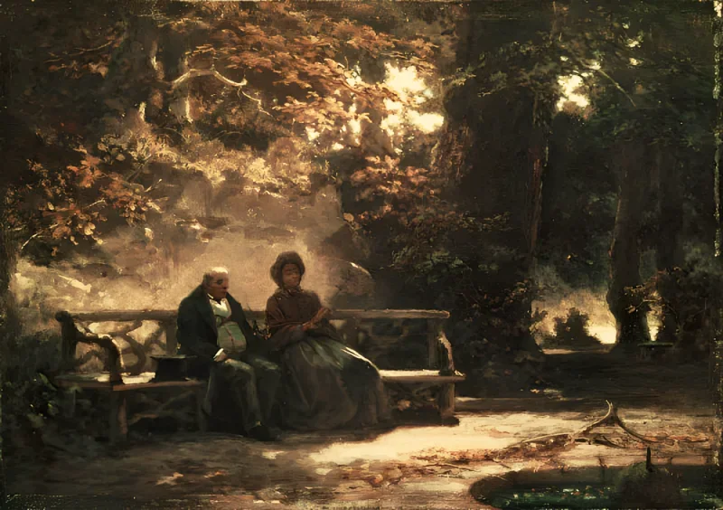 Carl Spitzweg | Pause von einem Spaziergang - 1865 | Gerahmter Kunstdruck | Romantik | formida