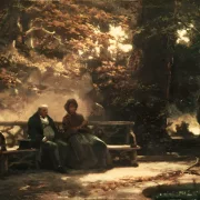 Carl Spitzweg | Pause von einem Spaziergang - 1865 | Gerahmter Kunstdruck | Romantik | formida