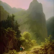 Carl Spitzweg | Bjergstuderende på Ammergauer Kofel - 1867 | Indrammet kunsttryk | Romantik | formida