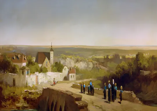 Carl Spitzweg | Hjemvendte Institutpiger - 1871 | Indrammet kunsttryk | Romantik | formida