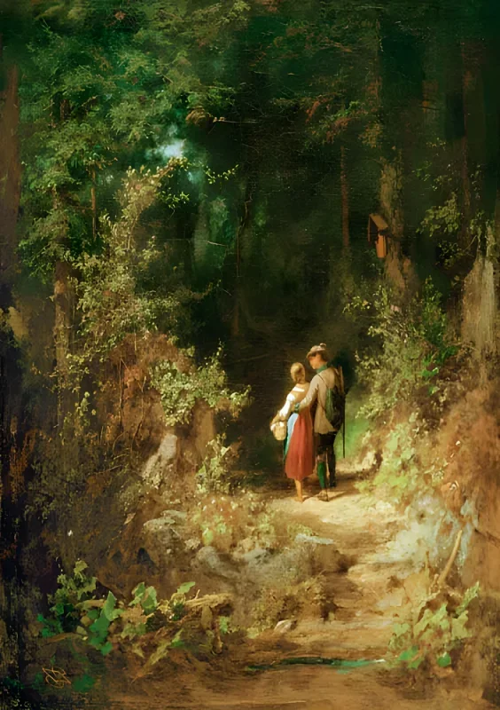 Carl Spitzweg | Liebespaar - 1860 | Gerahmter Kunstdruck | Romantik | formida