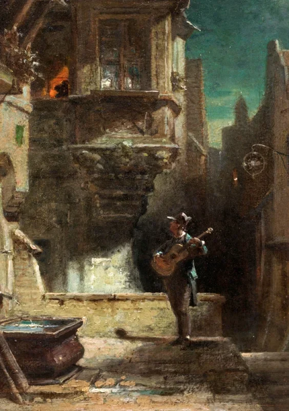 Carl Spitzweg | Serenaden - 1875 | Indrammet kunsttryk | Romantik | formida
