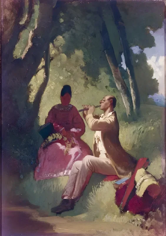 Carl Spitzweg | Das Flötenkonzert - 1855 | Gerahmter Kunstdruck | Romantik | formida