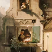 Carl Spitzweg | Det opfangede kærlighedsbrev - 1860 | Indrammet kunsttryk | Romantik | formida