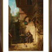 Carl Spitzweg | I forventning om avisen - 1865 | Gallery Edition | Indrammet kunsttryk | Romantic 