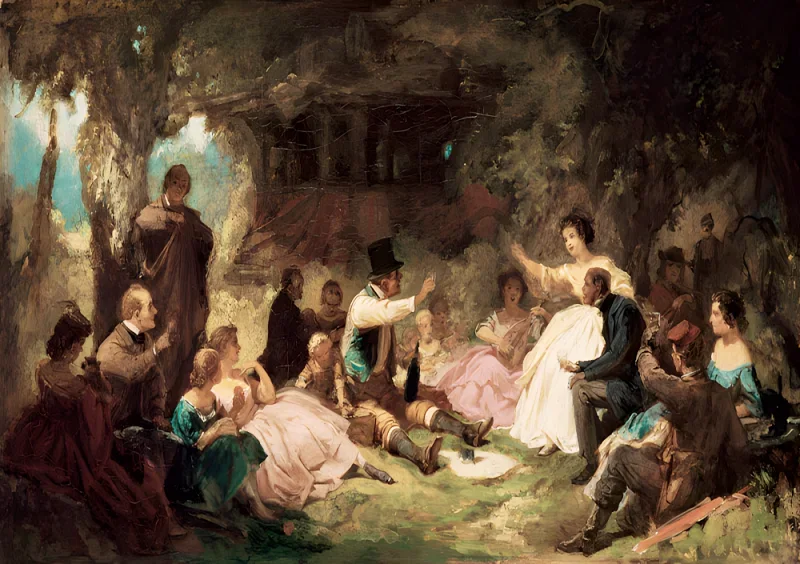 Carl Spitzweg | Picnicen - 1864 | Indrammet kunsttryk | Romantik | formida