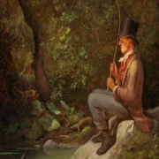 Carl Spitzweg | Fiskeren ved skovbækken - 1844 | Indrammet kunsttryk | Romantik | formida
