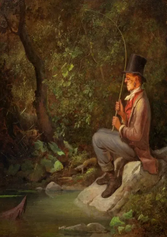 Carl Spitzweg | Fiskeren ved skovbækken - 1844 | Indrammet kunsttryk | Romantik | formida
