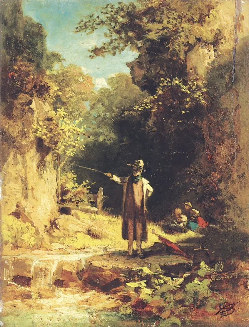 Carl Spitzweg – Der Angler 1859 | Giclée Kunstdruck gerahmt