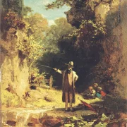 Carl Spitzweg – Der Angler 1859 | Giclée Kunstdruck gerahmt