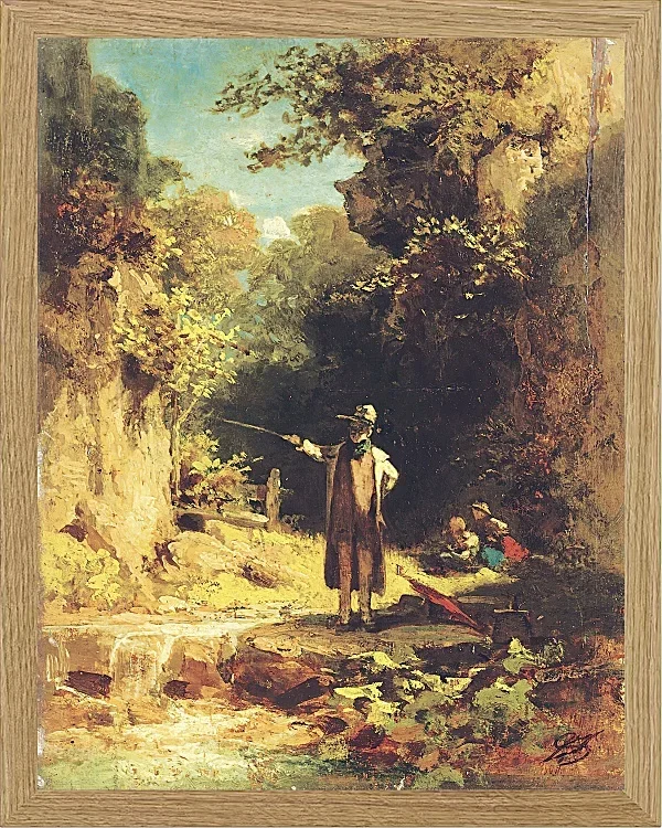 Carl Spitzweg – Der Angler 1859 | Giclée Kunstdruck gerahmt
