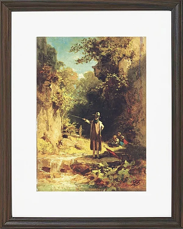 Carl Spitzweg – Der Angler 1859 | Giclée Kunstdruck gerahmt