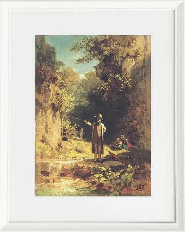 Carl Spitzweg – Der Angler 1859 | Giclée Kunstdruck gerahmt