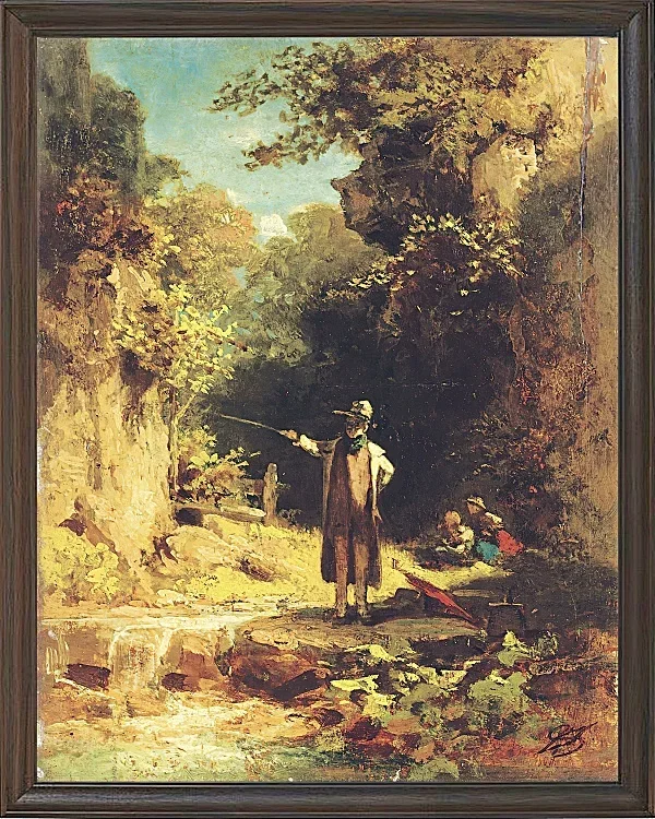 Carl Spitzweg – Der Angler 1859 | Giclée Kunstdruck gerahmt